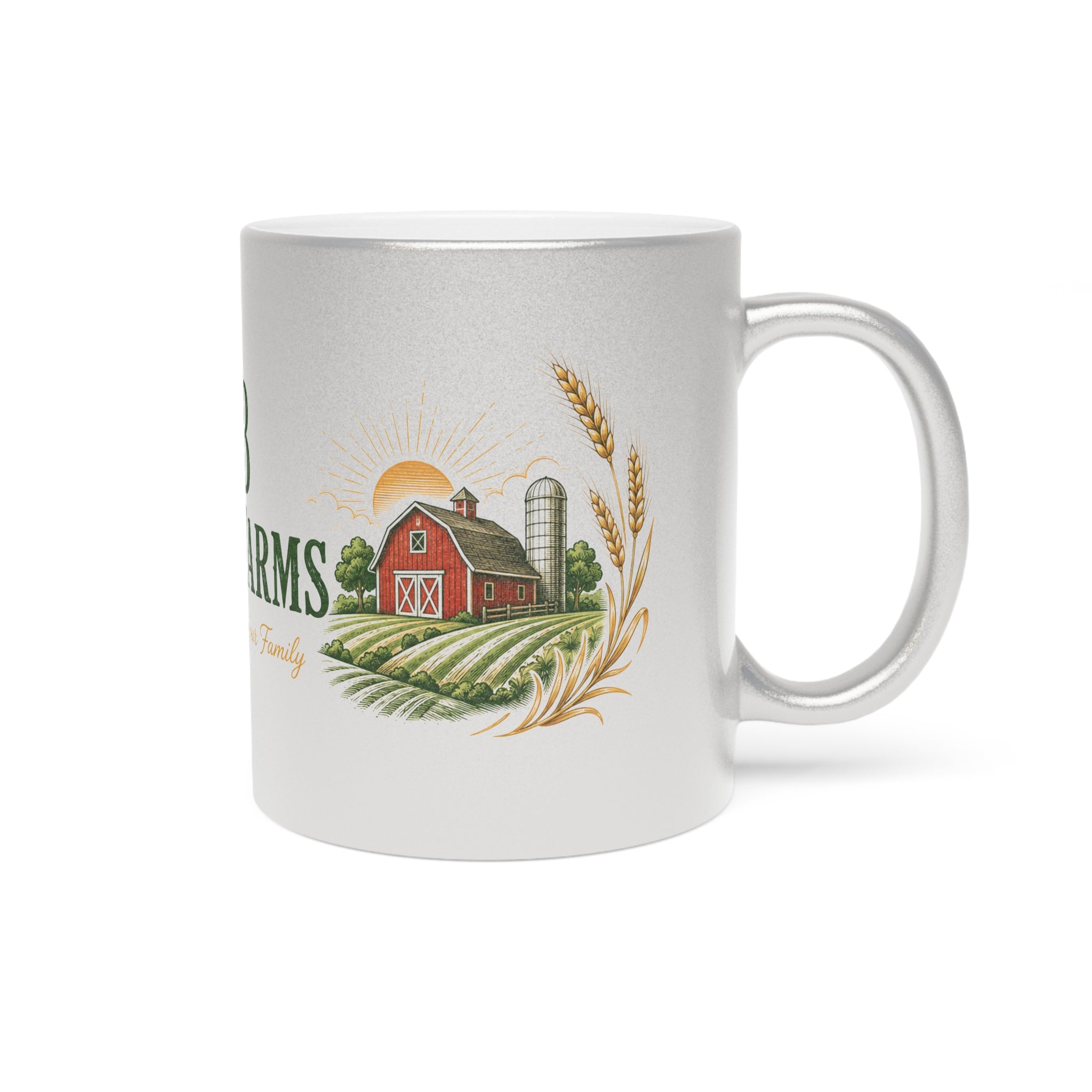 OMB Family Farms silver metallic-coated Ceramic Mug