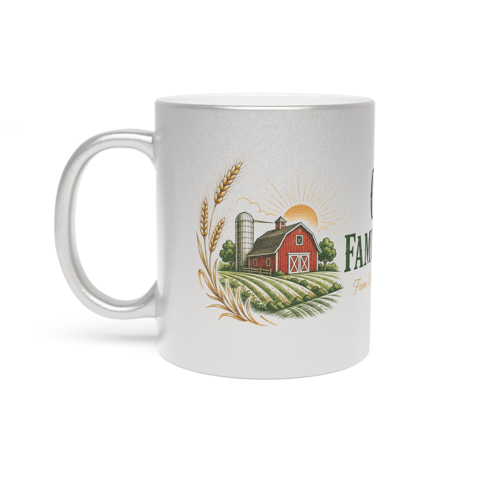 OMB Family Farms silver metallic-coated Ceramic Mug