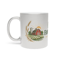 OMB Family Farms silver metallic-coated Ceramic Mug